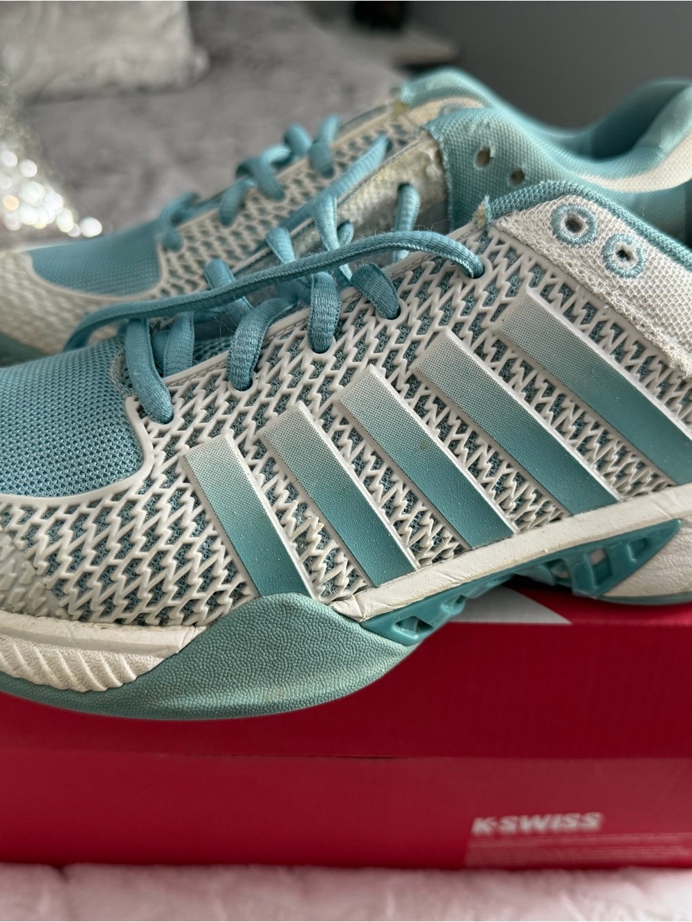 K-Swiss Women's Light Blue and White Athletic pickleball  Shoes